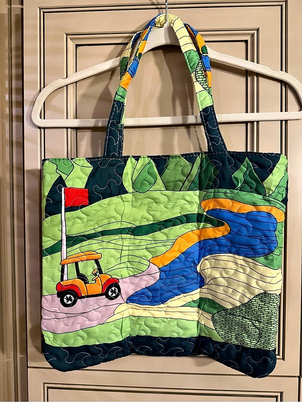 New Kids Quilted Tote Travel Overnight School Bag Golf Theme Zip Top